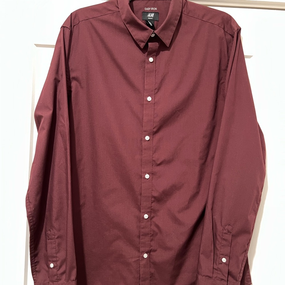 H&M burgundy button up
